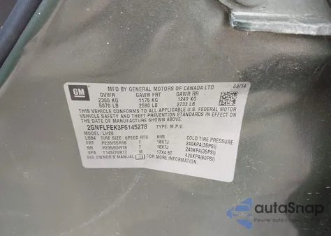 2015 Chevrolet Equinox 1Lt z USA, uszkodzony, nr VIN 2GNFLFEK3F6145278